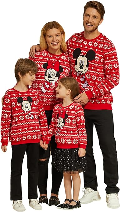 Disney Family Matching Christmas Sweatshirts Boys Girls Funny Holiday Minnie Mickey Christmas Snow Sweatshirts