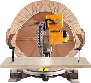 Lighted Miter Saw Dust Collection Hood, Dust Solution for Miter Saws,Come with Accessory Holes, Storage Bag, Khaki