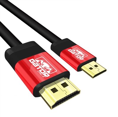 Gator Cable 10 feet Red Mini HDMI to HDMI Cable Type C to A with rugged and durable solid aluminum alloy metal housing for High Definition HD TV DV 1080p Ethernet 3D