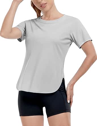 MIER Womens UPF 50  Sun Protection Workout Tops Short Sleeve UV SPF T-Shirts for Athletic Gym Exercise Yoga, Dry Fit