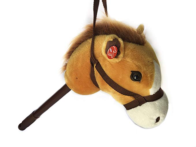Children's Adjustable Horse & Stick w/galloping Sound, Light Brown, 36 inch. (Linzy T.)