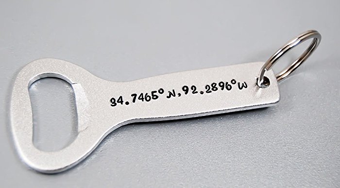 Personalized Latitude & Longitude Bottle Opener. Customized coordinates