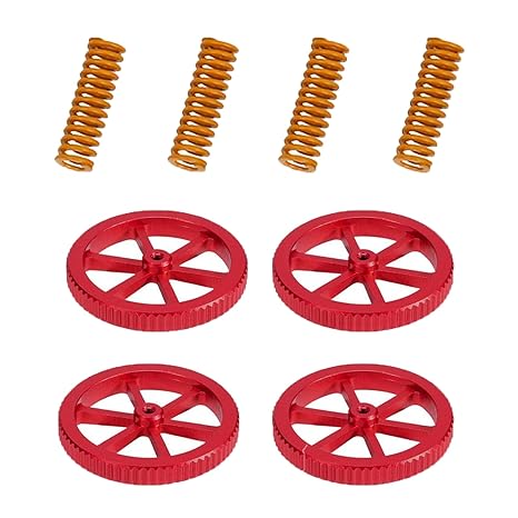 Creality Metal Leveling Nuts and Die Springs, Upgraded Red Hand Twist Nuts Set for Ender 3/3 Pro/3 V2/3 Max, Ender 5/5 Plus/ 5 Pro, CR 10 Series 3D Printer 3D Printer Kit for Bed Staying Level (4Pcs)