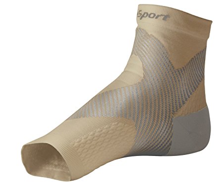SureSport® Ultra 8 Plantar Fasciitis Foot / Ankle Compression Sleeve (Beige & Grey) S/M Men & Women - Accelerated Recovery, Breathable & Comfortable,... from SureSport
