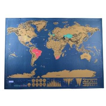JideTech Deluxe Scratch off Map / Deluxe Scratch World Map 82.5 x 59.5cm