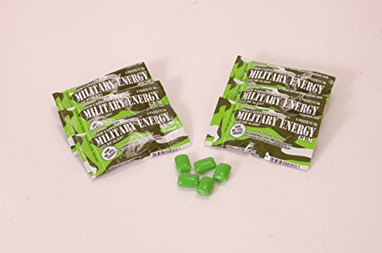 MILITARY ENERGY GUM (MEG) - SPEARMINT - 6 PACK - (5pcs/pk) 100mg caffeine/pc - Used in Military Rations - Military Specification Formula