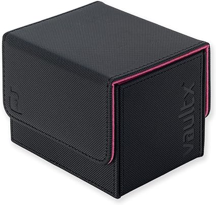 Vault X Exo-Tec® Modular Sideloading Deck Box Module for 100  TCG Cards. Detachable Magnetic Lid. Fits Commander & Standard Trading Cards. (Black/Electric Pink)