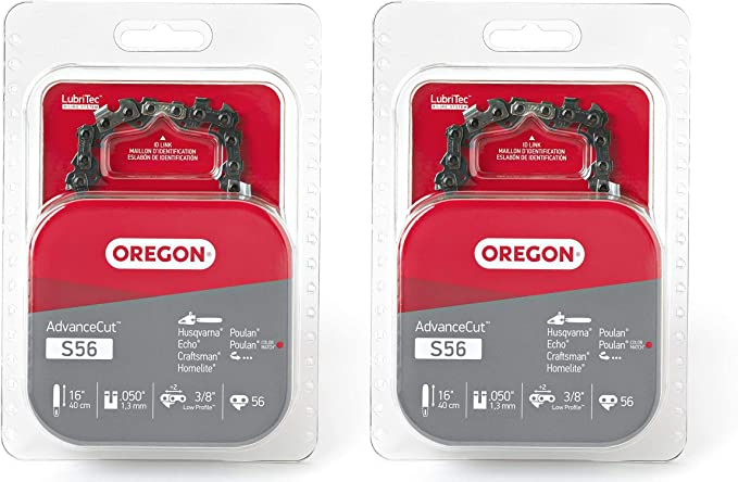 Oregon S56 AdvanceCut 16-Inch Chainsaw Chain Fits Craftsman, Echo, Homelite, Poulan, Remington - 2 Pack