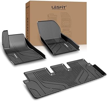 LASFIT Floor Mats for Tesla Model 3 2023 2022, All Weather Car Mats TPE Custom Fit Floor Liners, Front and Rear 2 Rows Set