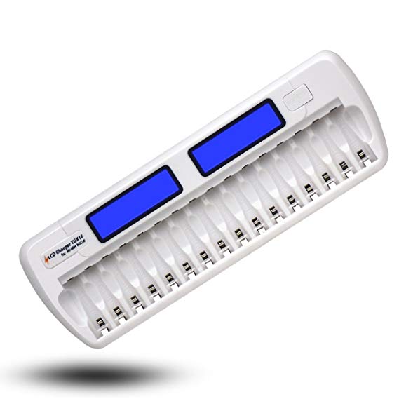 TGX 16-Bay Slot Smart Battery Charger for AA/AAA NIMH/NICD ENELOOP LCD Rechargeable Batteries