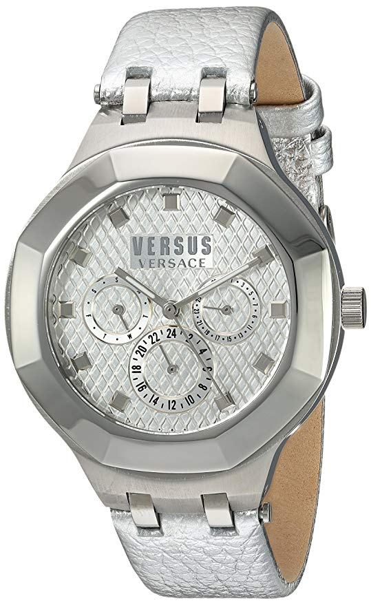 Versus by Versace Women's 'Laguna City' Quartz Stainless Steel and Leather Casual Watch, Color:Silver-Toned (Model: VSP360117)