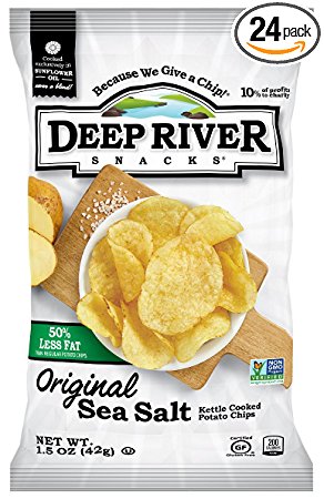 Deep River Snacks 50% Reduced Fat Kettle Cooked Potato Chips, 1.5-Ounce (Pack of 24)