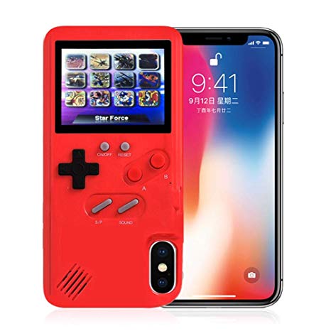 AOLVO Gameboy Case for iPhone, 3D Retro Handheld Game Console Video Game Cover Case with 36 Games, Full Color Display for iPhone Xs/X,iPhone8/8 Plus,iPhone 7/7 Plus,iPhone 6/6Plus