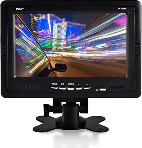 Premium 7” Inches Rearview Car LCD Monitor by Pyle – Parking Monitor Assistant with Wireless Remote Control – Full Color Wide Screen – Can Be Installed in Headrest Post (PLHR70)