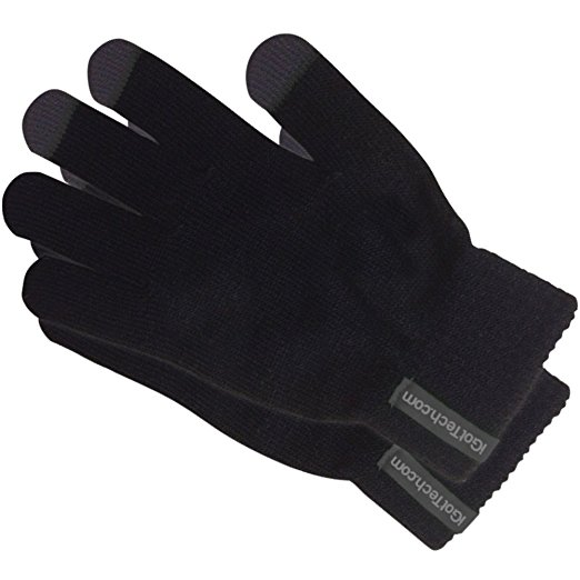 iGotTech Texting Gloves for Smartphones and Touchscreens, Black With Gray Details