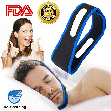 Snoring Solution Stop Snoring Chin Strap, Anti Snoring Chin Strap Snore Reduction Adjustable Snore Relief Chin Strap Mouth Breathers Sleep Aid Devices Stop Snoring Devices For Men (Black and blue)