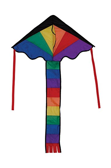 In the Breeze Rainbow 46 Inch Fly-Hi Delta Kite - Single Line - Ripstop Fabric - Includes Kite Line and Bag - Great Beginner Kite