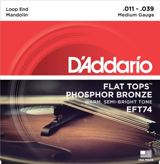 D'Addario EFT74 Flat Tops Mandolin Strings, Medium, 11-39