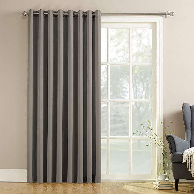 Sun Zero Barrow Energy Efficient Patio Door Curtain Panel,Gray,100" x 84"