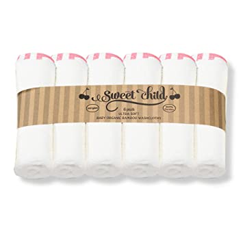 SWEET CHILD Bamboo Baby Washcloths (Bonus 8-Pack) - Premium Extra Soft