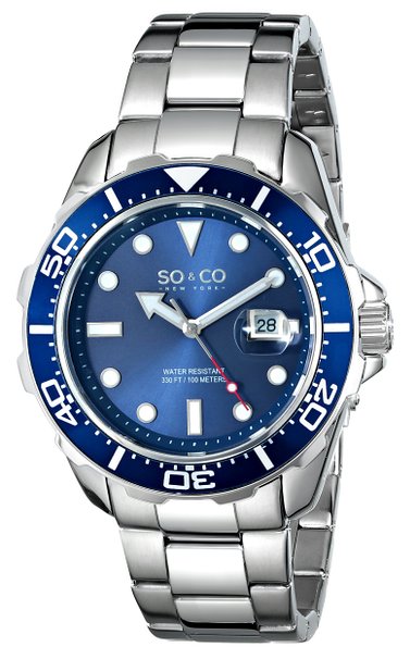 Men's 5042.2 Yacht Club Quartz Unidirectional Blue Bezel Date Stainless Steel Link Bracelet Watch