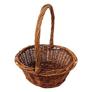 Royal Imports Oval Shaped Small Willow Handwoven Easter Basket 6"x8" with braided rim - with Handle and Plastic Insert