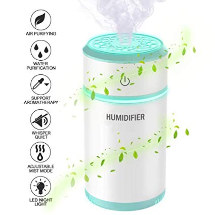 MEIDI Humidifier - Aromatherapy Diffuser, Portable USB Quiet Ultrasonic Aroma Cool Mist Humidifier Diffuser With Adjustable Mist Mode, 7 Fascinating LED Nightlights and Auto Shut-Off （Blue）