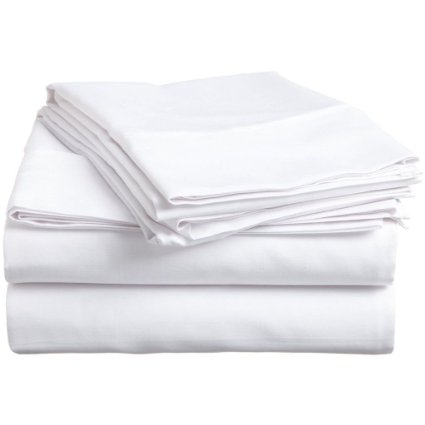 100% Premium Long-Staple Combed Cotton 300 Thread Count Twin XL 3-Piece Sheet Set, Deep Pocket, Single Ply, Solid, White