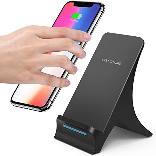 Fast Wireless Charger,BEMAGSA 10W Qi-Certified Wireless Charging Stand, 7.5W Compatible with iPhone Xs MAX/XR/XS/X/8/8 Plus,10W Fast Charging Galaxy S10/S10 Plus/S10E/S9(No AC Adapter)