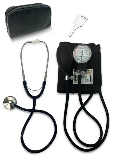 Primacare DS-9197-BK Classic Series Adult Blood Pressure Kit, Black with Stethoscope