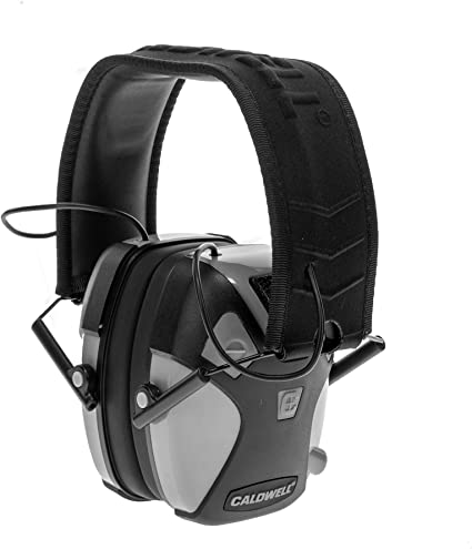 Caldwell E-Max Low Profile Electronic Hearing Protection with Sound Amplification 21-25 NRR - Adjustable Earmuffs for Shooting, Hunting and Range