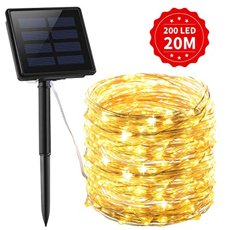 Mpow Solar String Light, 72ft/22M 200 LED Solar-Powered Garden String Light with 8 Modes, Waterproof Outdoor Decorative Fairy Light for Garden, Patio, Tent, Party, Christmas, Festival