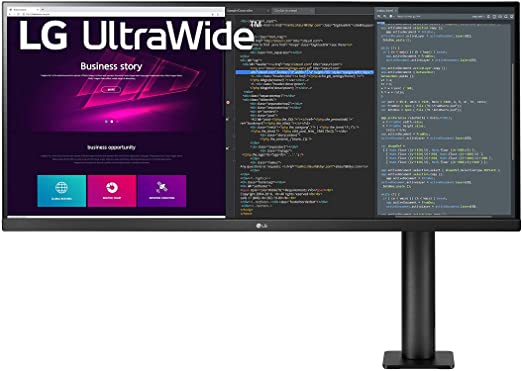 LG 34WN780-B 34 Inch 21:9 UltraWide QHD (3440 x 1440) Display Ergo with 3-Side Virtually Borderless Design and AMD FreeSync - Black