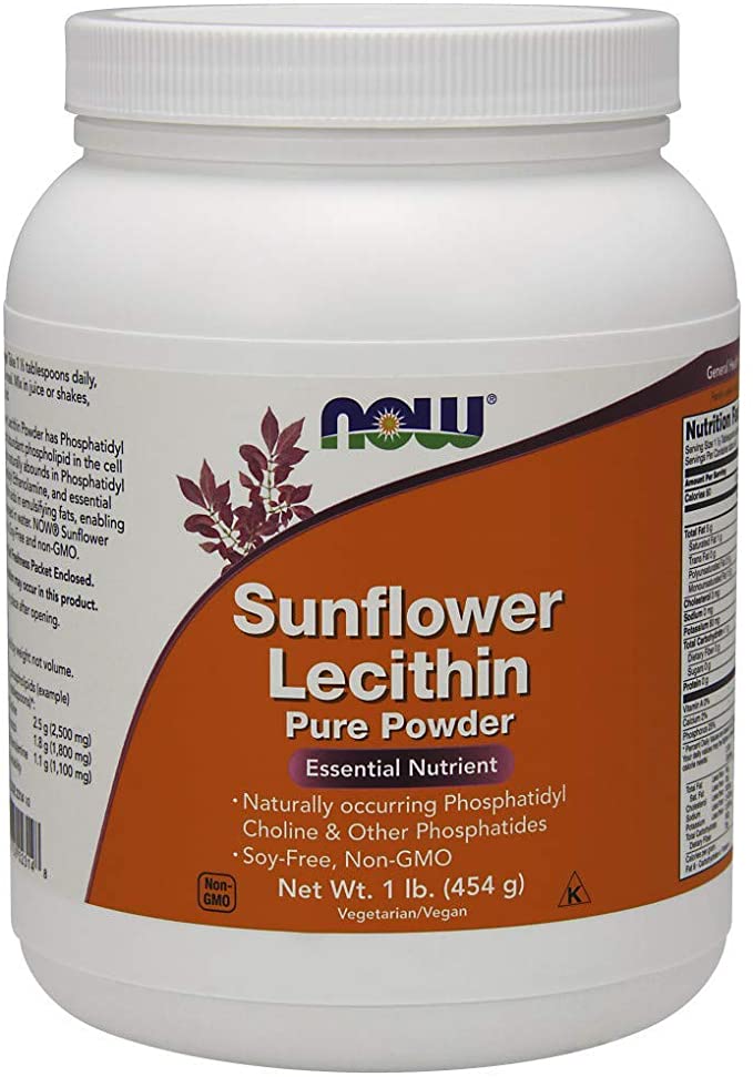 NOW Supplements, Sunflower Lecithin with naturally occurring Phosphatidyl Choline and Other Phosphatides, Powder, 1-Pound