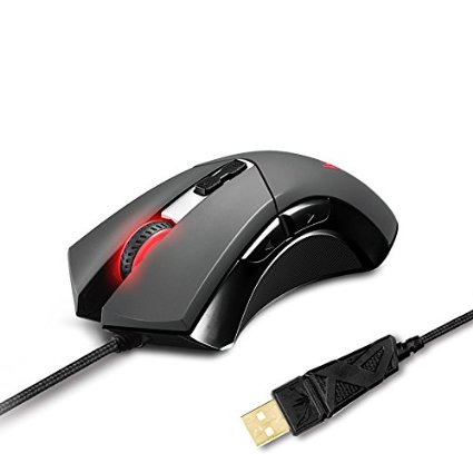 Etekcity Scroll X1 2400 DPI Programmable Wired USB Gaming Mouse Omron Micro Switches