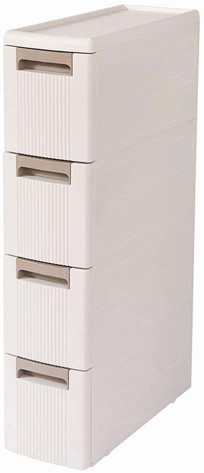 Feibrand 4 Storage Drawer Rolling Cart Organizer Plastic Unit on Wheels Narrow Slim Container Cabinet for Bathroom 17.7 x 7 x 31.5 Inches