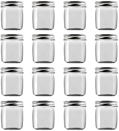 Novelinks 8 Ounce Clear Plastic Jars Containers With Screw On Lids - Refillable Round Empty Plastic Slime Storage Containers for Kitchen & Household Storage - BPA Free (16 Pack)
