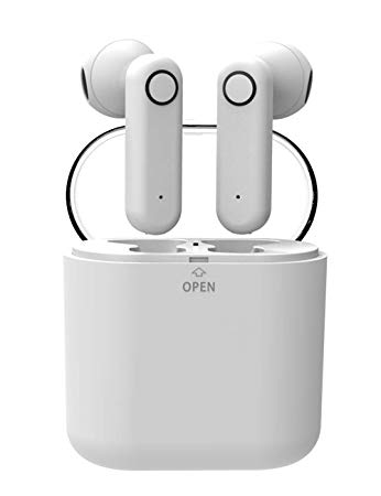 Wireless Earbuds,WGOAL Bluetooth 5.0 Headphones Headset with Charging Case,Built-in Mic Sweatproof Sports Earphones for iPhone iPad and Android – White