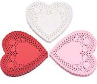 TOODOO 300 Pieces Valentine Heart Doilies 4 Inch Heart Shaped Paper Doilies with 3 Colors, Red, Pink and White (300)