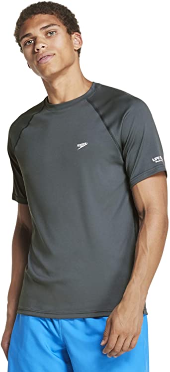 Speedo Men's UV Swim Shirt Short Sleeve Regular Fit Solid