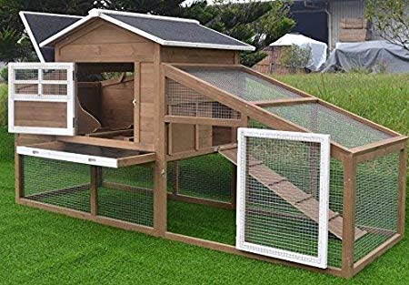 Omitree Deluxe Wood Chicken Coop Backyard Hen House 2-4 Chickens with Nesting Box Run