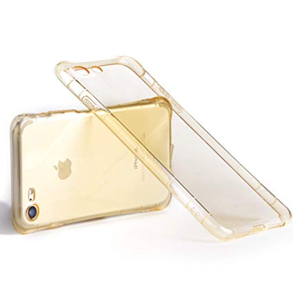 Yoobao Case Compatible Apple iPhone 8 / iPhone 7, Crystal Clear Transparent Protective Bumper Cover, Slim, Reinforced Corner, Shock-Absorption, Anti-Scratch, Support Wireless Charging - Gold