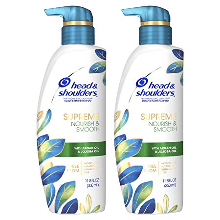 Head & Shoulders Supreme, Scalp Care and Dandruff Treatment Shampoo, with Argan Oil and Jojoba, Nourish and Smooth Hair and Scalp, 11.8 fl oz twin pack