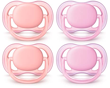 Philips AVENT Ultra Air Pacifier 0-6 Months, Pink/Peach, 4 Pack, SCF245/40