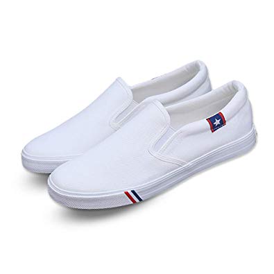 Kakkkchi Canvas Slip-on Loafers Shoes for Men Flat Boat Leisure Shoes Clean Cut Loafer