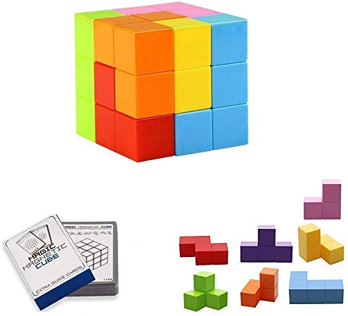 Magic magnetic cube, Tetris Cube，for Kids Magnetic Building Blocks Bricks Toy for Adults, Stress Relief, Educational Puzzles（Multicolour /7pcs)