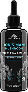Naturealm Lion's Mane Mushroom Extract - Liquid Drops - Certified Organic Mushrooms - Potent Dual-Extraction for Increased Focus, Memory, Gut Health - 50ml