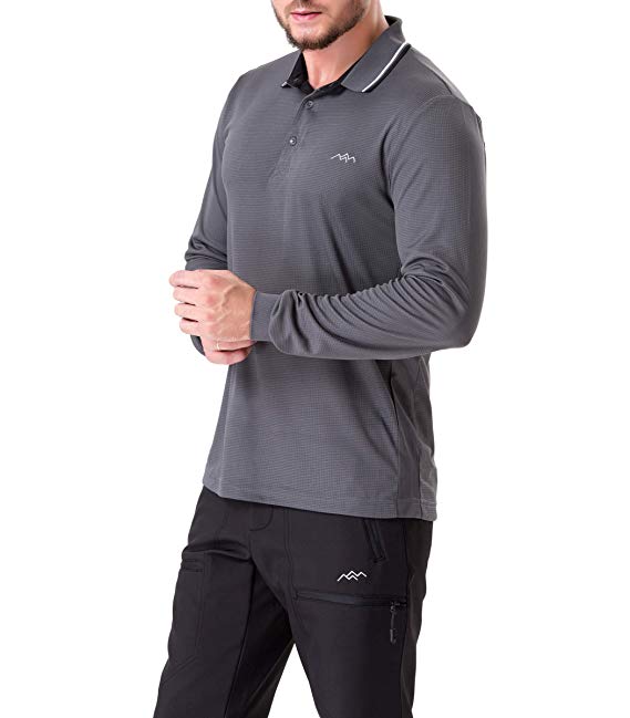 Trailside Supply Co. Men's Long-Sleeve Polo Shirts Breathable Quick Dry Top
