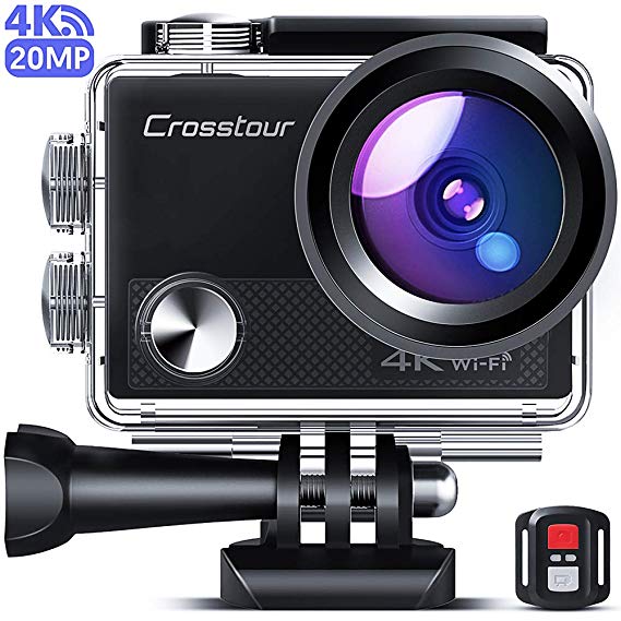 Crosstour CT9100 4K 20MP Action Camera WiFi EIS Remote Control 40M Waterproof Underwater Camcorder with Accessories Kit