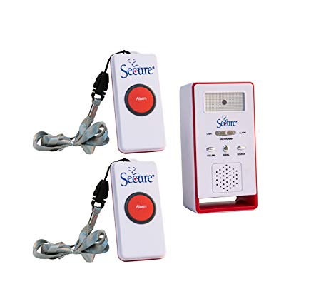 Secure Wireless Remote Nurse Alert System - 2 Patient Call Buttons and 1 Caregiver Pager - 500  Ft Range … (2 Transmitter Set)